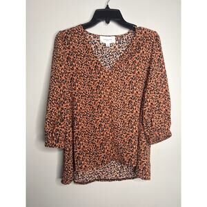 Pomander Place NWOT Women’s Brown Animal Print Lightweight Blouse Top - Size S